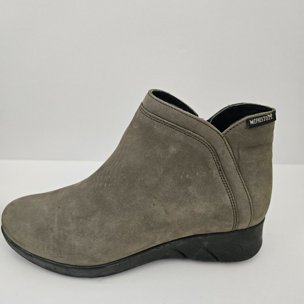 Mephisto Margaux Khaki Green Suede Wedge Ankle Boots Zip Booties Size 6 - Picture 3 of 15